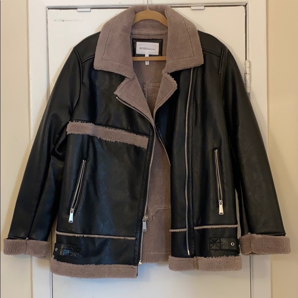 Moto Bomber BCBG Leather Jacket